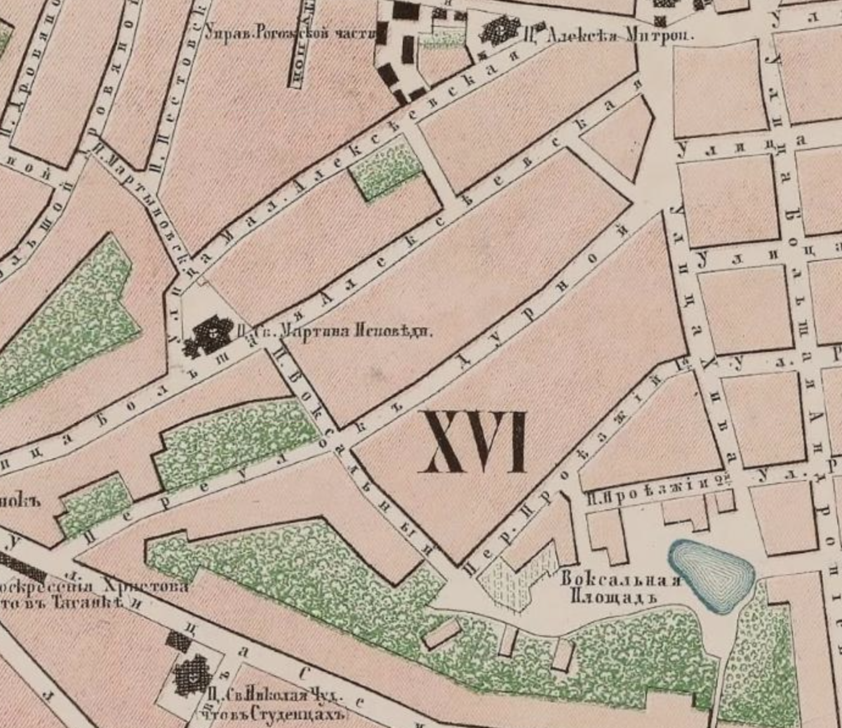 Дурной переулок на карте Москвы 1859 года. С сайта www.retromap.ru.