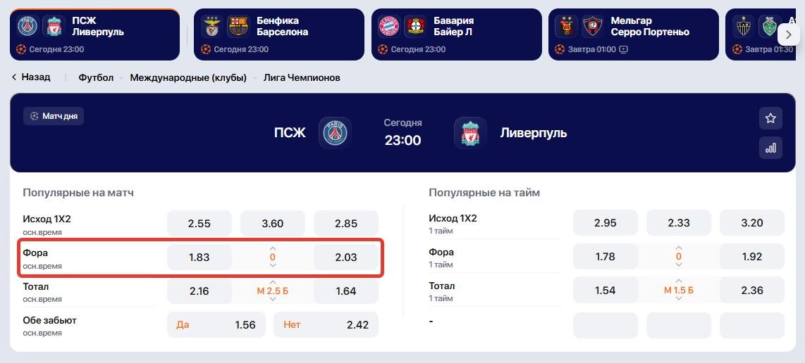 Нулевая фора в БК Winline