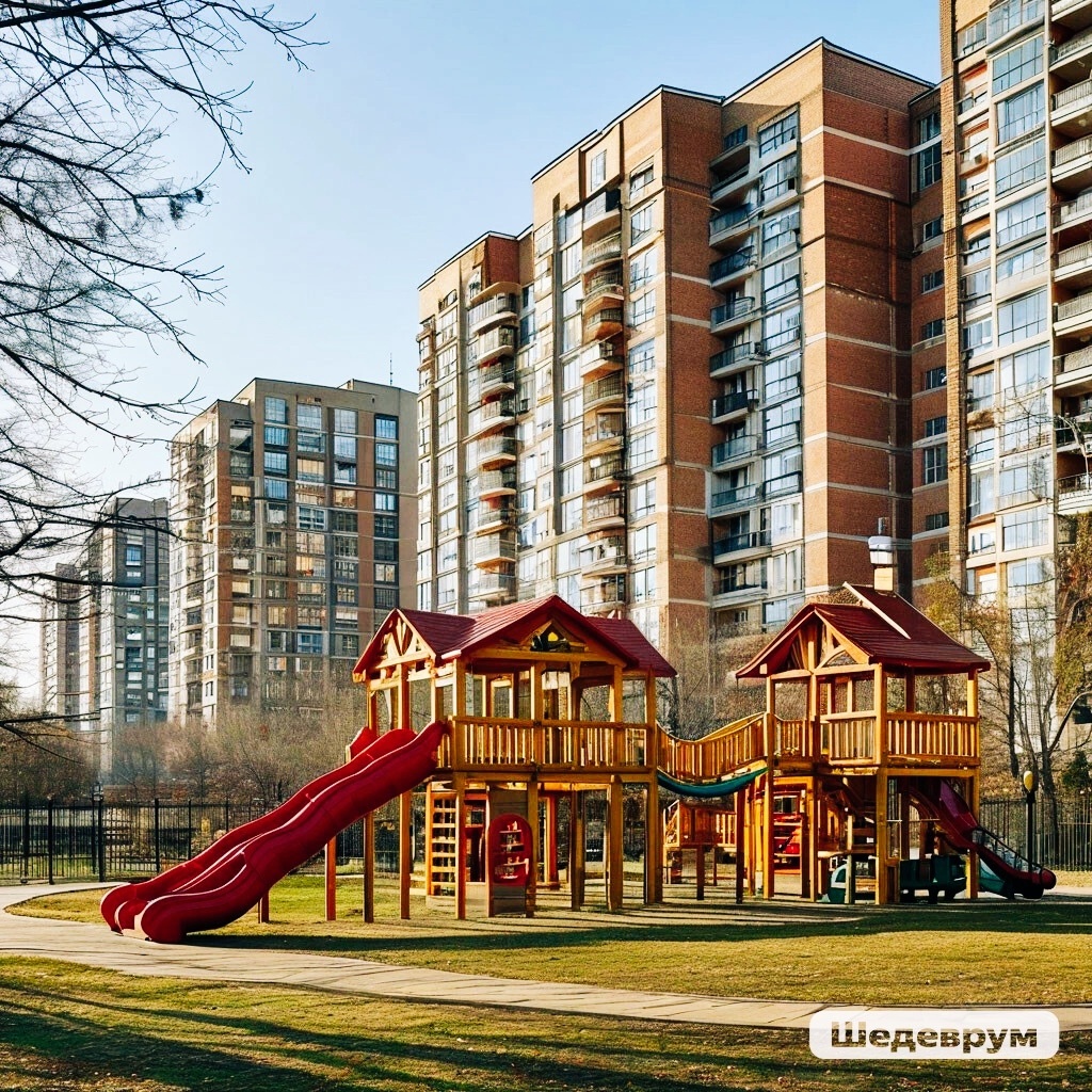 Во дворе самого большого панельного дома была построена просто невероятная детская площадка... 