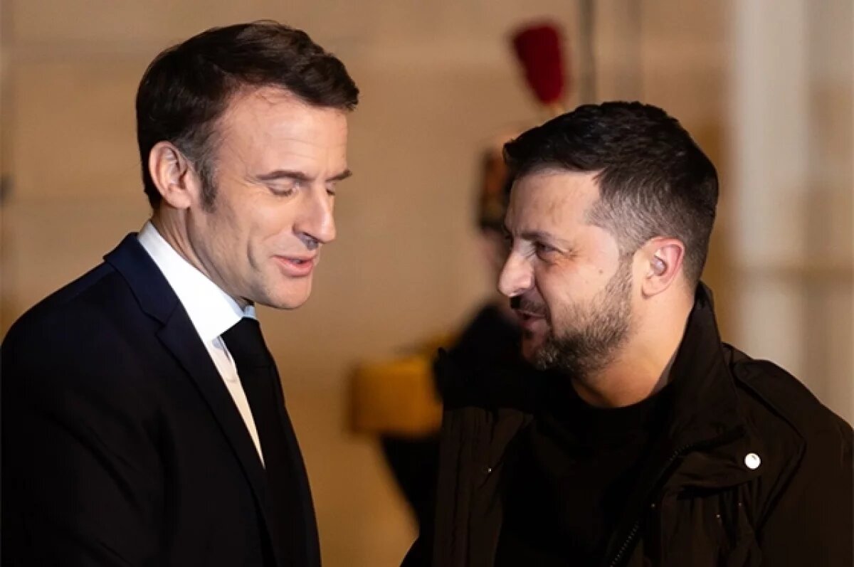    Эммануэль Макрон, Владимир Зеленский.