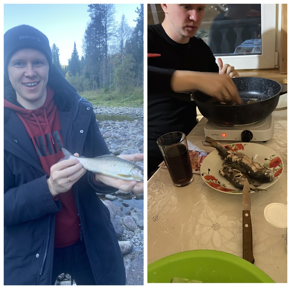 Поймали хариуса и пожарили