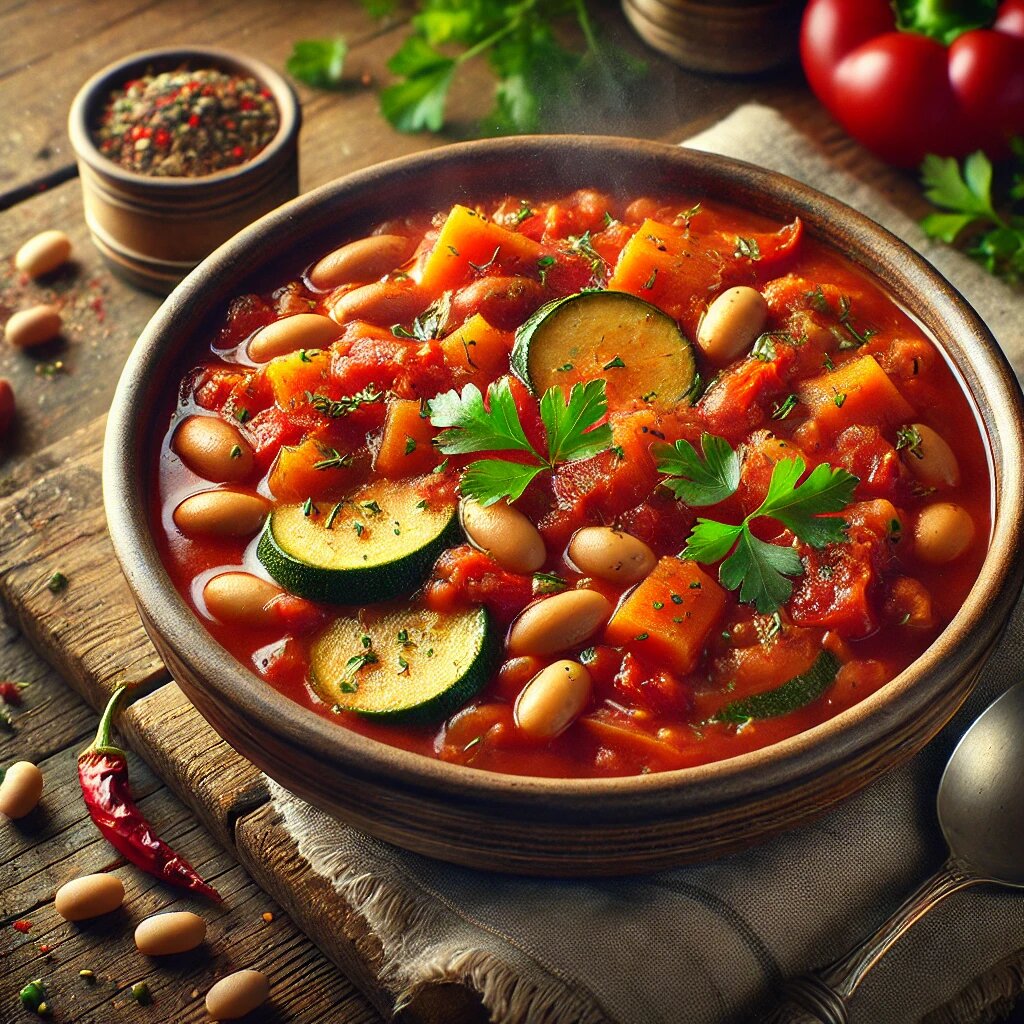 🥘 Лёгкое овощное рагу с фасолью и томатами – насыщенный вкус без лишних калорий!