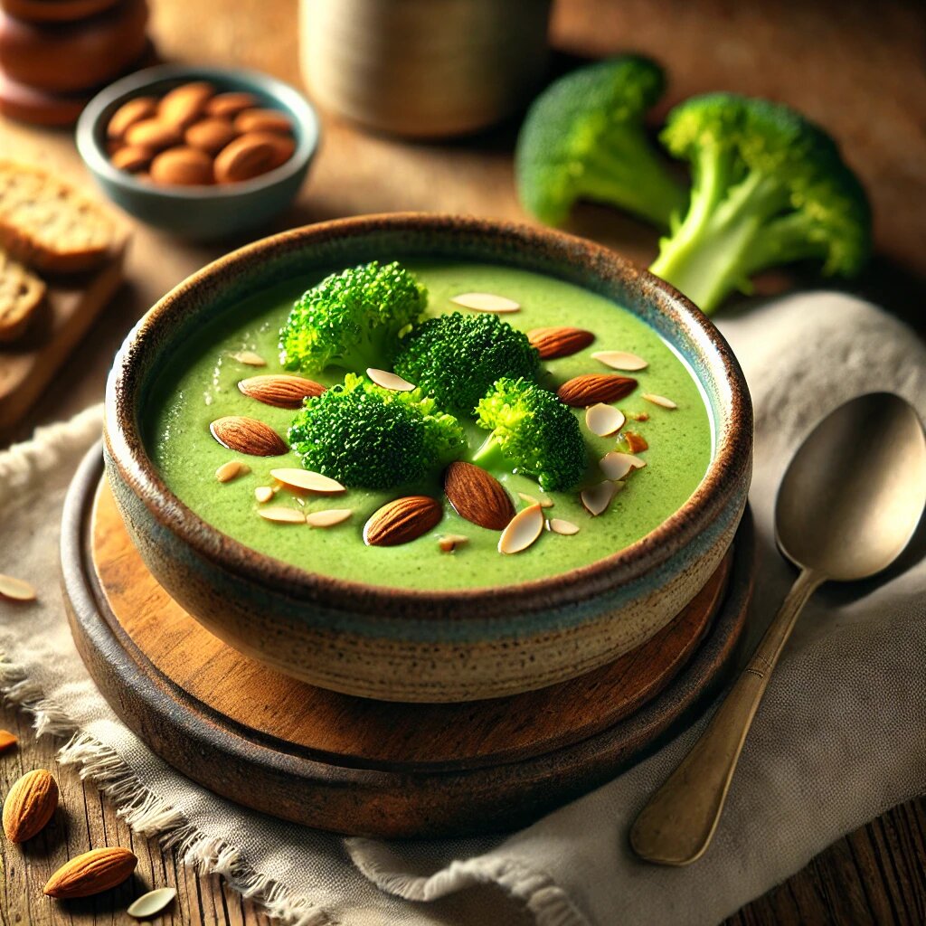 🥦 Лёгкий крем-суп из брокколи с миндалем ( вариант подачи )