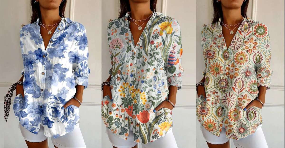 Рубашка в цветочек женская