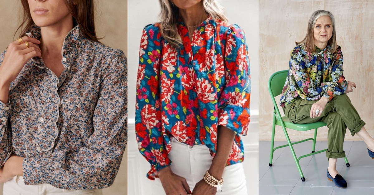 Рубашка в цветочек женская