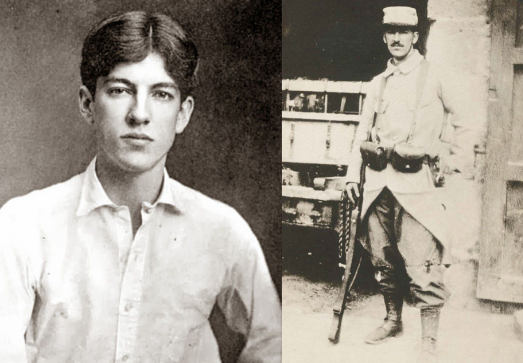 Алан Сигер в 1910 году после окончания Гарвардского университета и в форме солдата Иностранного легиона.