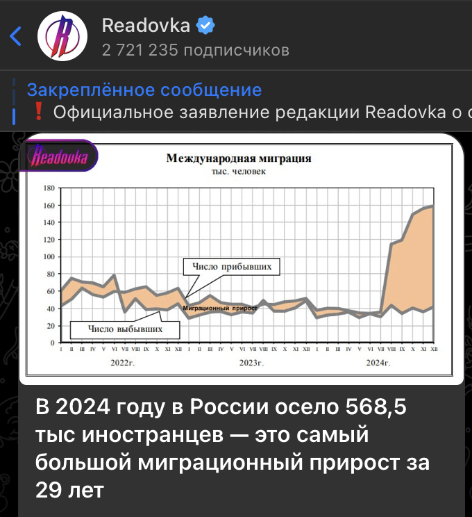    Скриншот: t.me/readovkanews/93729