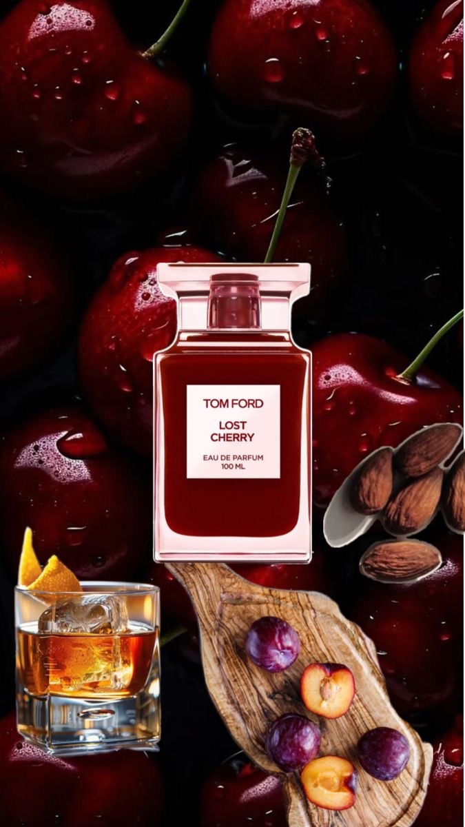 Оформила в коллаж те ноты, которые ощущаются при затесте  Lost Cherry 