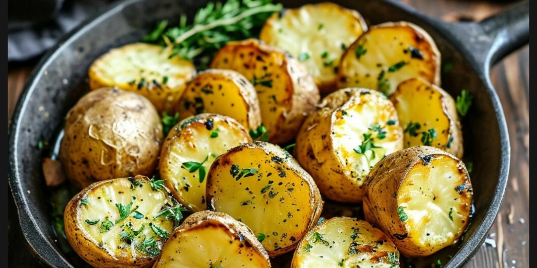 Рецепт: Запеченная картошка с сыром, зеленью и чесноком.