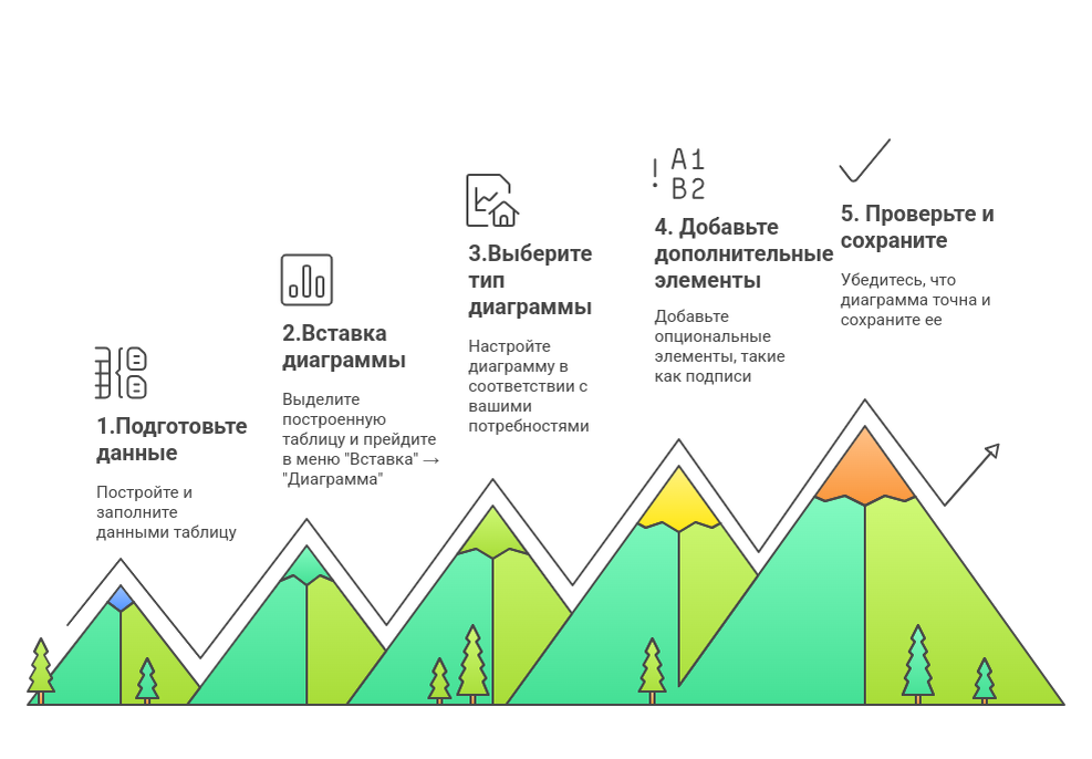 Алгоритм построения диаграммы в элетронных таблицах.