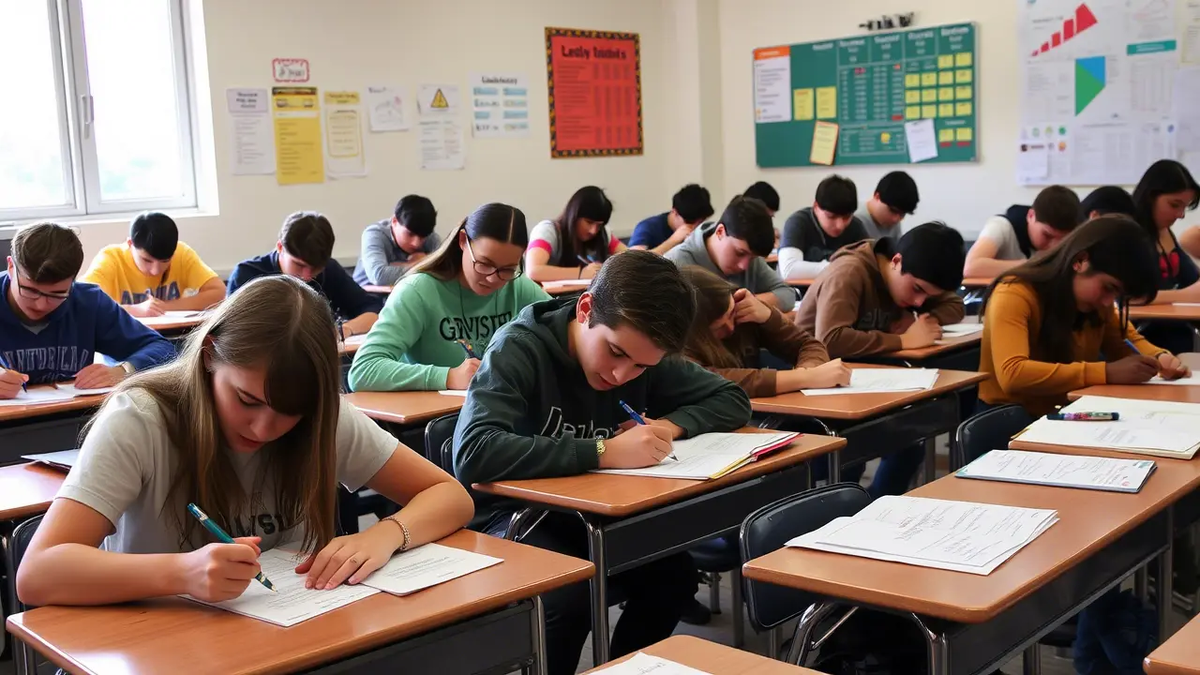 Упрощённая сдача ОГЭ будет в 12 регионах. Фото: нейросеть  