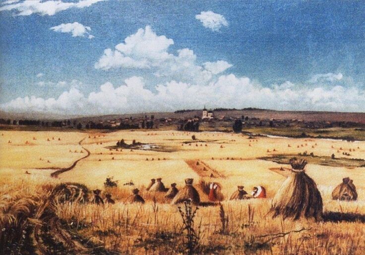 первая картина Шишкина - "Жатва", написаная до учебы. фото из открытых источников