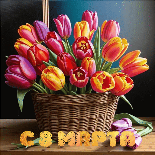 Сгенерировано нейросетью. Открытка с 8 марта