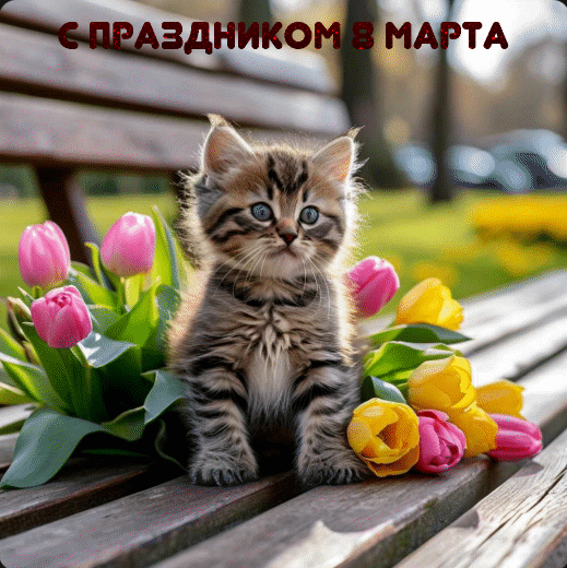 Сгенерировано нейросетью. Открытка с 8 марта