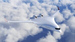    JetZero's blended wing airplane will significantly reduce emissions by using up to 50% less fuel (rendering)