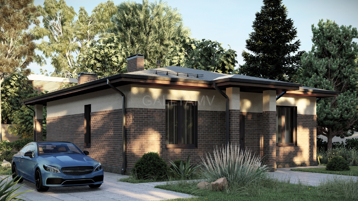 Вариант отделки фасада типового дома