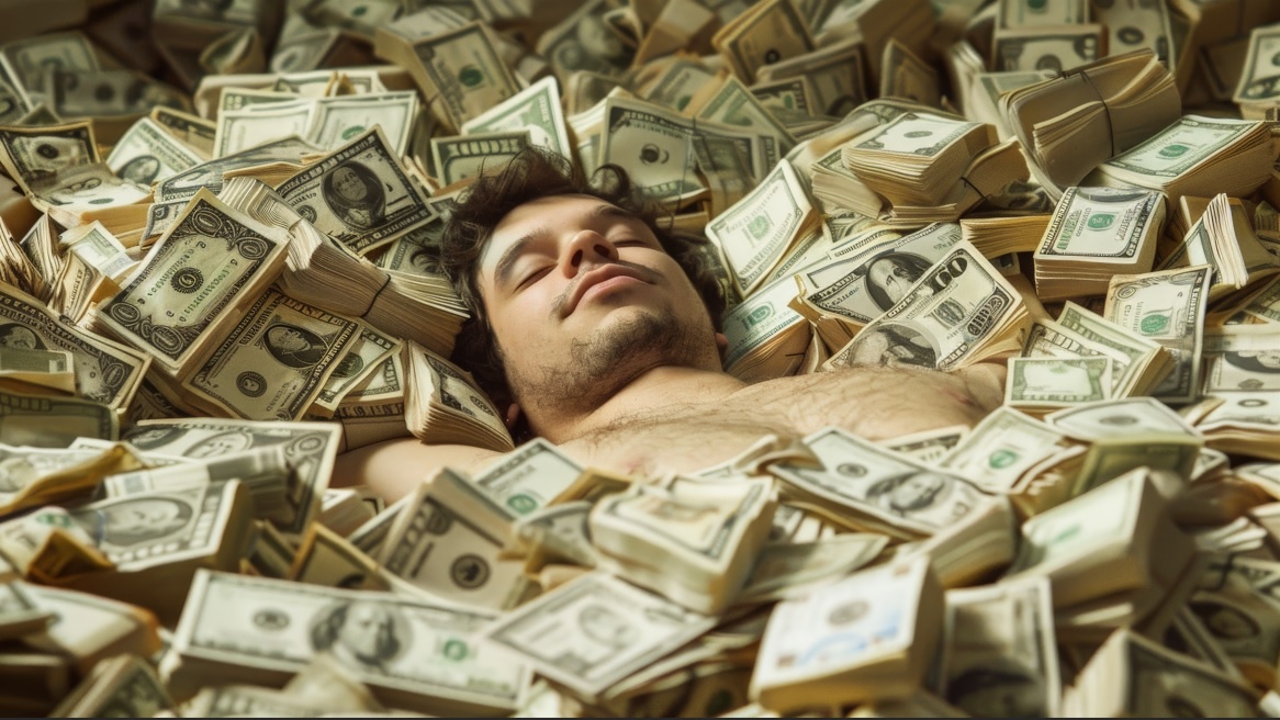 Designed by www.freepik.com Человек купающийся в деньгах 