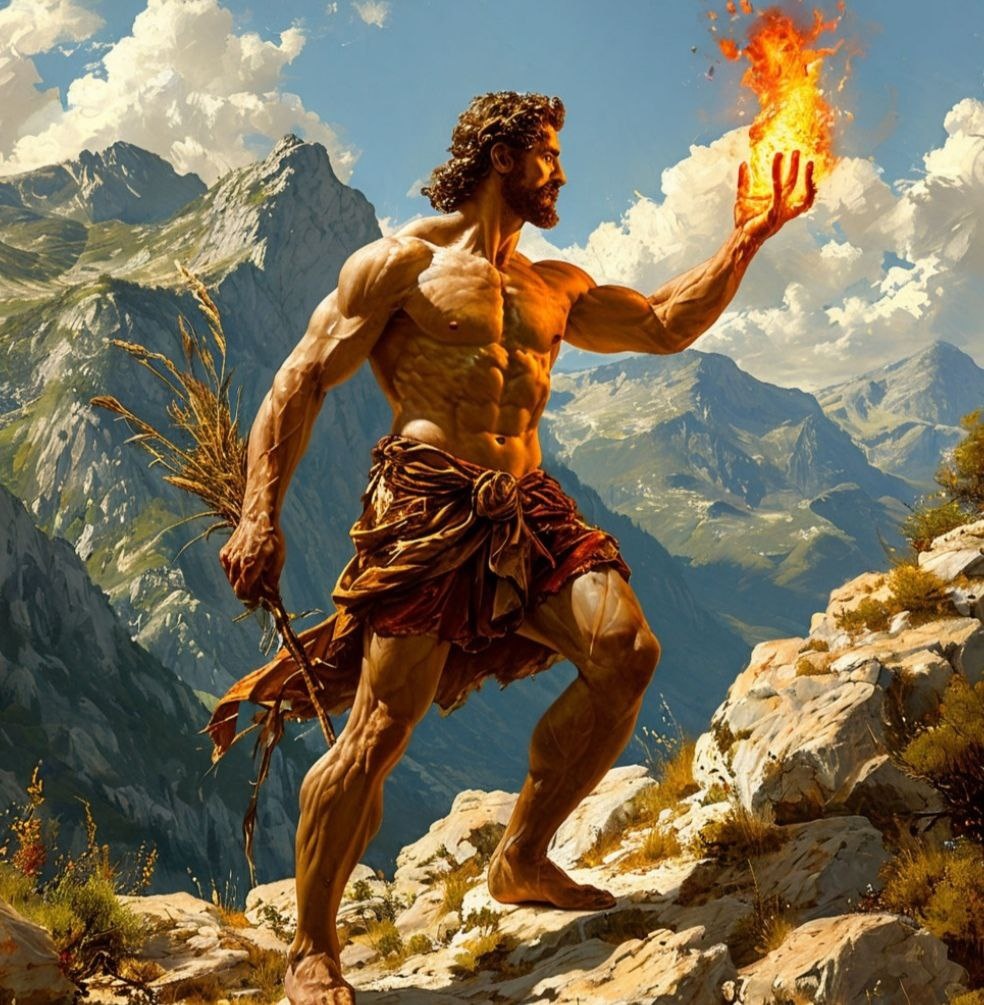 Прометей несёт огонь знания человечеству