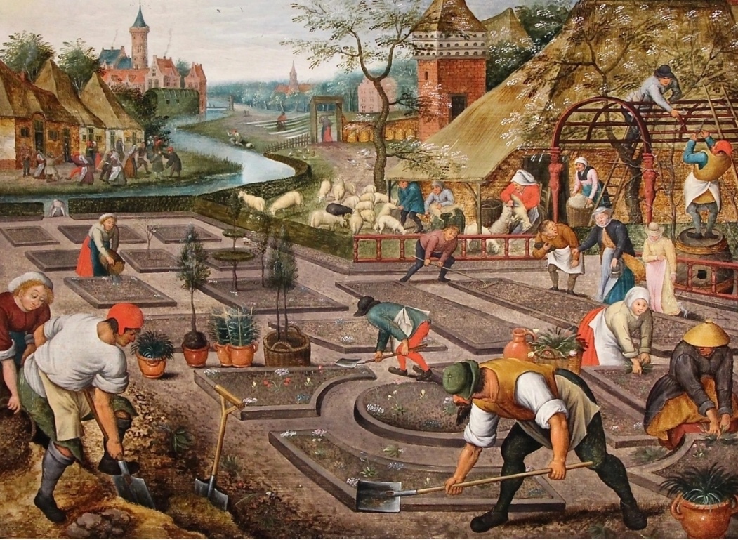 Весна. Работа в саду. Питер Брейгель Младший. 1620 год. Дерево (дуб), масло. Музей изобразительных искусств имени А.С.Пушкина. Москва.