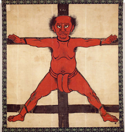 Знамя, сделанное Очиаи Минихасой. 16 век. Со старинной гравюры.