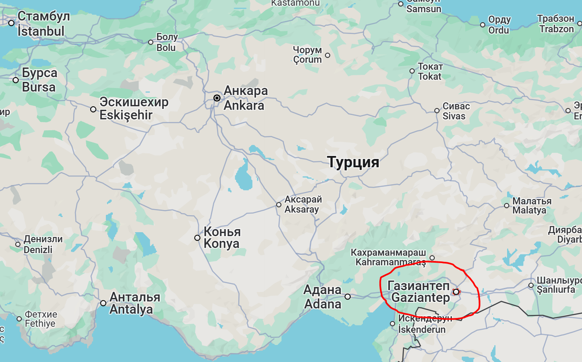 Газиантеп на карте