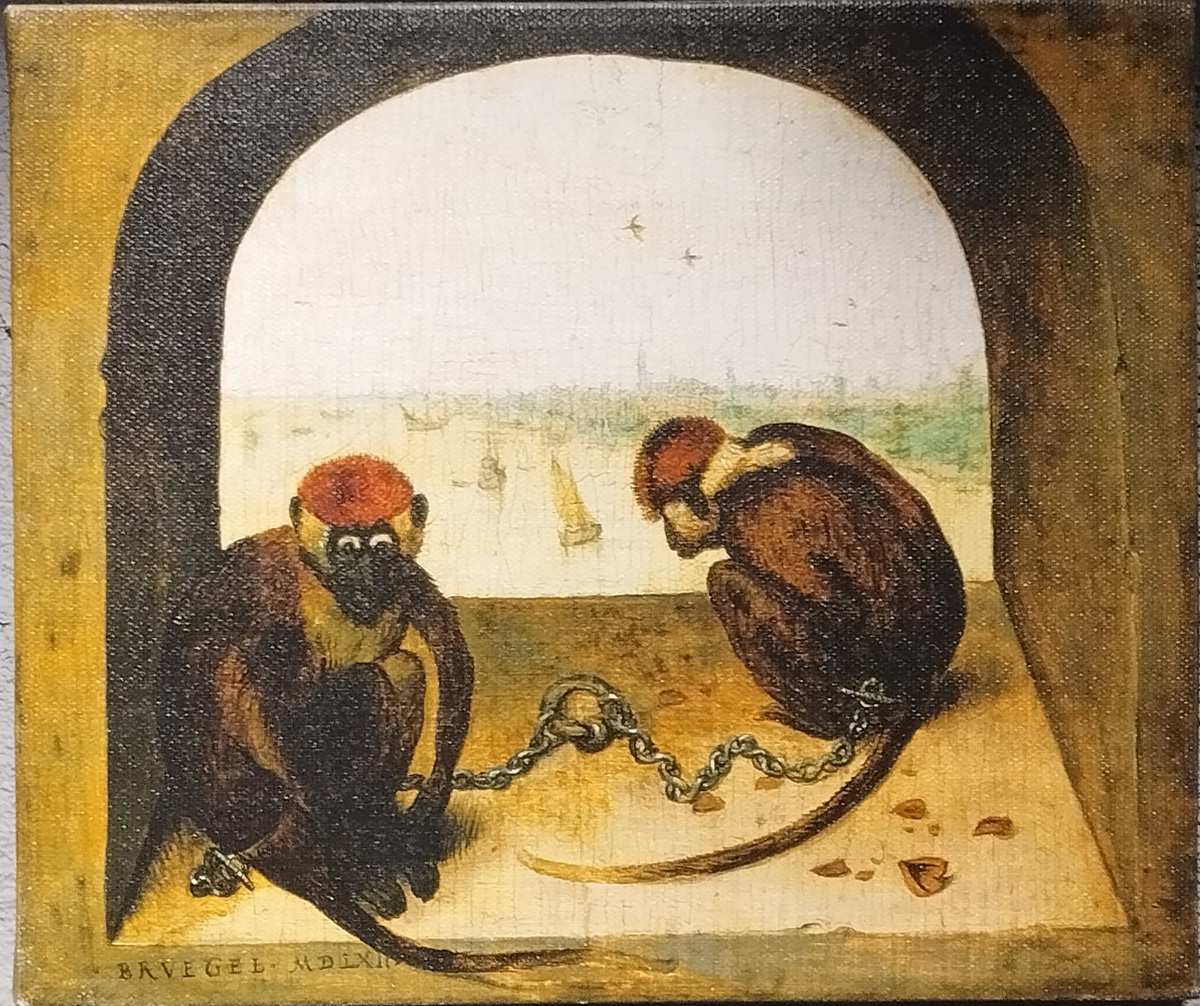 Питер Брейгель Старший. Две обезьяны. 1562 г. 20×32 см. Холст, масло. Государственный музей Берлина, Берлин. ЗДЕСЬ и далее фото автора и(или) из личного архива автора, если не указано иначе.