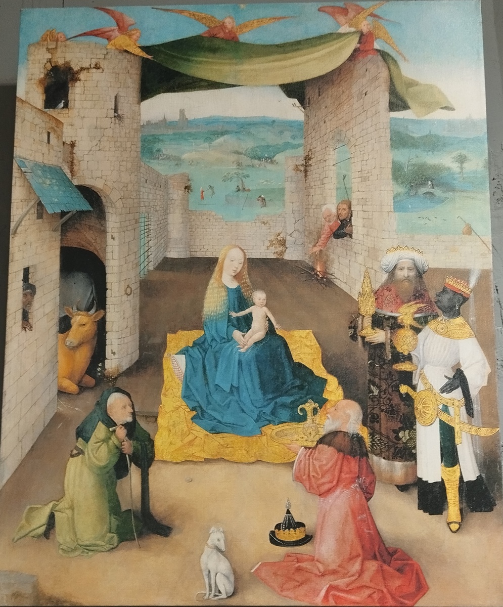 Иероним Босх. Поклонение волхвов. Около 1475 года. 71×57 см. Дерево, масло. Метрополитен-музей, Нью-Йорк.