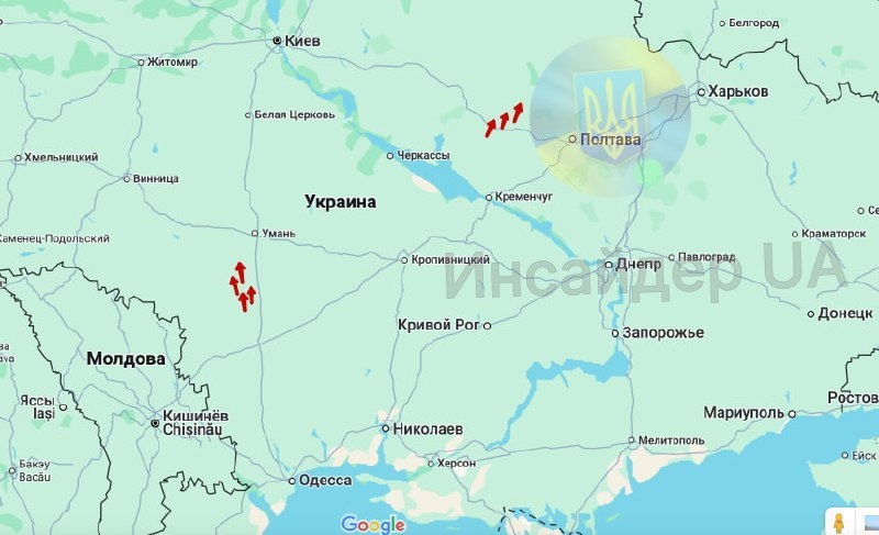    Карта СВО, направления пролёта ракет.