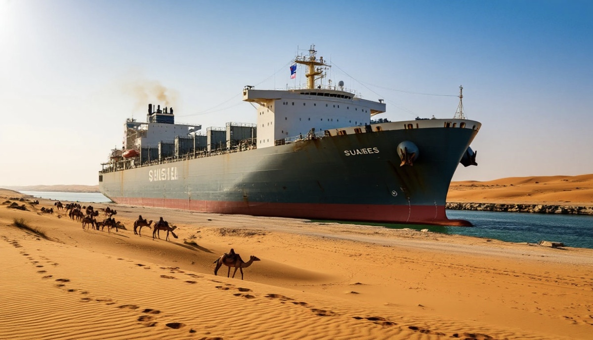 Газовоз в Суэцком канале нейросеть рисовать отказалась. И супертанкер-то еле лезет.