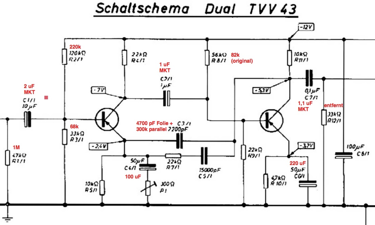 Вот схема приведённая к сандарту RIAA