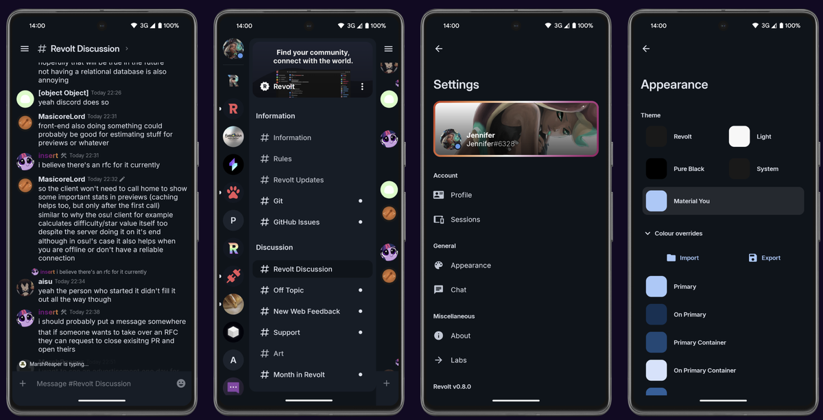 Внешний вид мессенджера. Источник: https://revolt.chat/