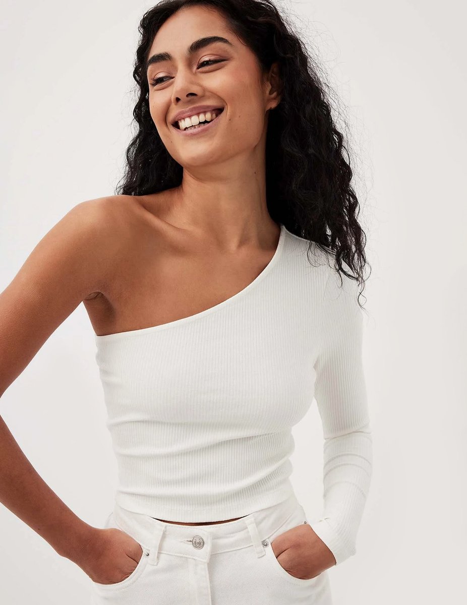 Кофта на одно плечо лапша в рубчик Артикул WB 145737219 от бренда ALL WE