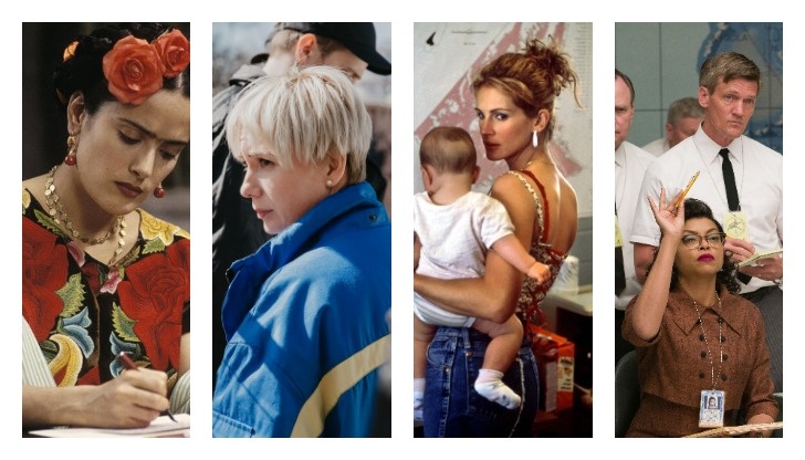    Кадры из фильмов: «Фрида», «Доктор Лиза», «Эрин Брокович», «Скрытые фигуры»