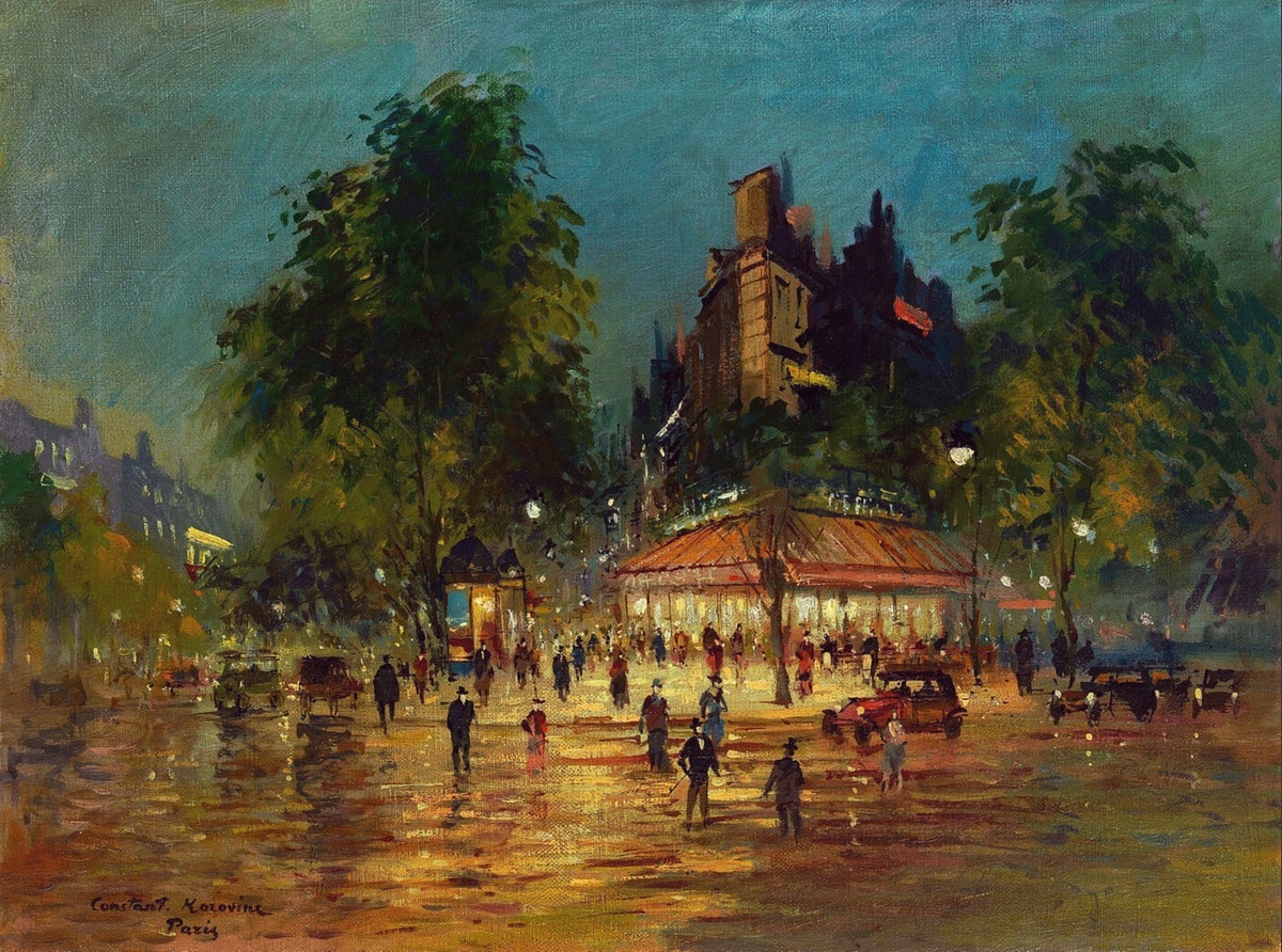 "Парижская улица ночью". Частное собрание.