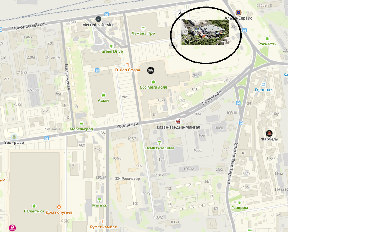 Расположение на карте Аквапарка СБС