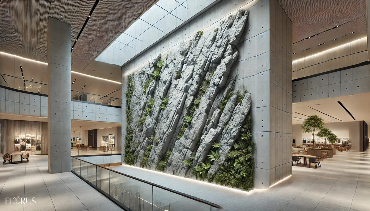 Скала в интерьере ТЦ