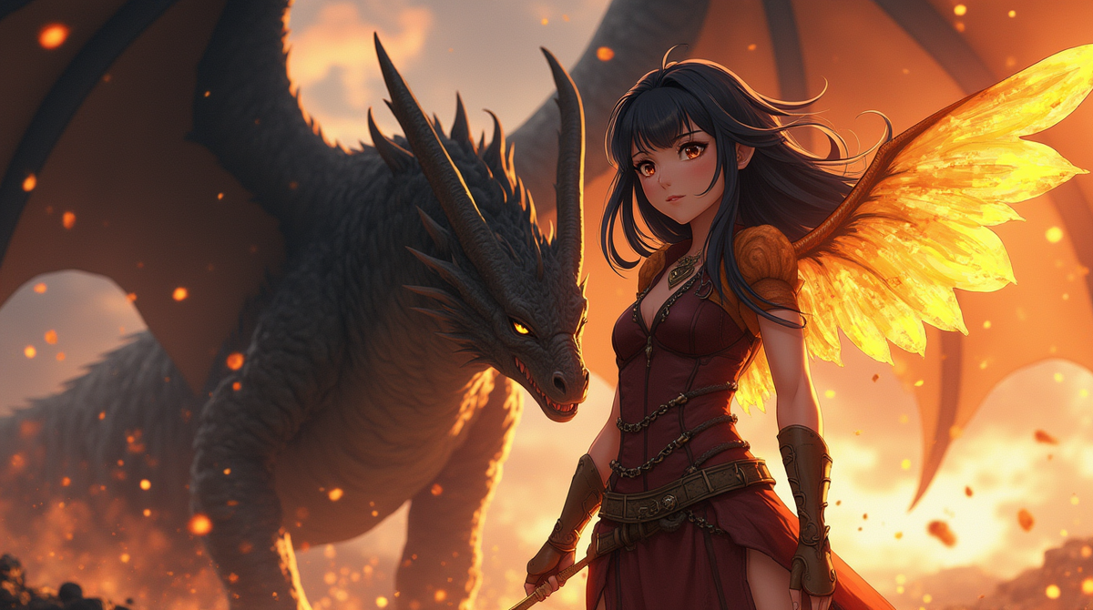 Её глаза светились, а за спиной мерцали полупрозрачные крылья, сотканные из золота и огня