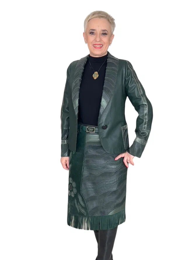 Авторский кожаный жакет "Нефрит". Ателье Ирины Берзиной.