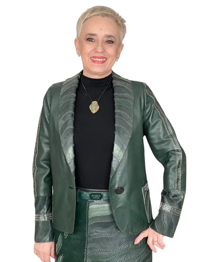 Авторский кожаный жакет "Нефрит". Ателье Ирины Берзиной.