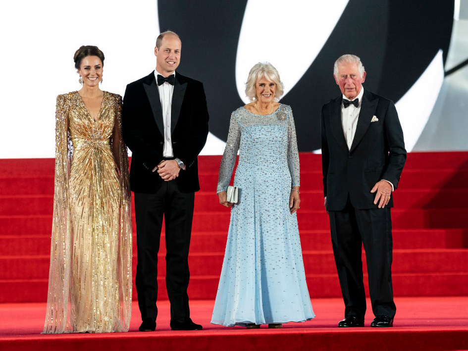 Герцогиня Кэтрин, принц Уильям, герцогиня Камилла и принц Чарльз на премьере фильма «Не время умирать» в Альберт-холле, Лондон, 28 сентября 2021 год
