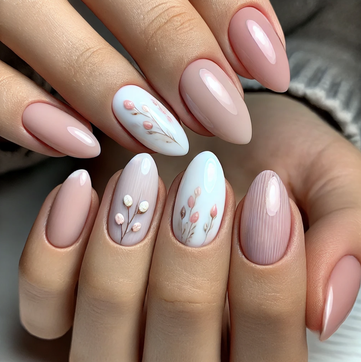 Нежный нюдовый маникюр на 8 марта 2025