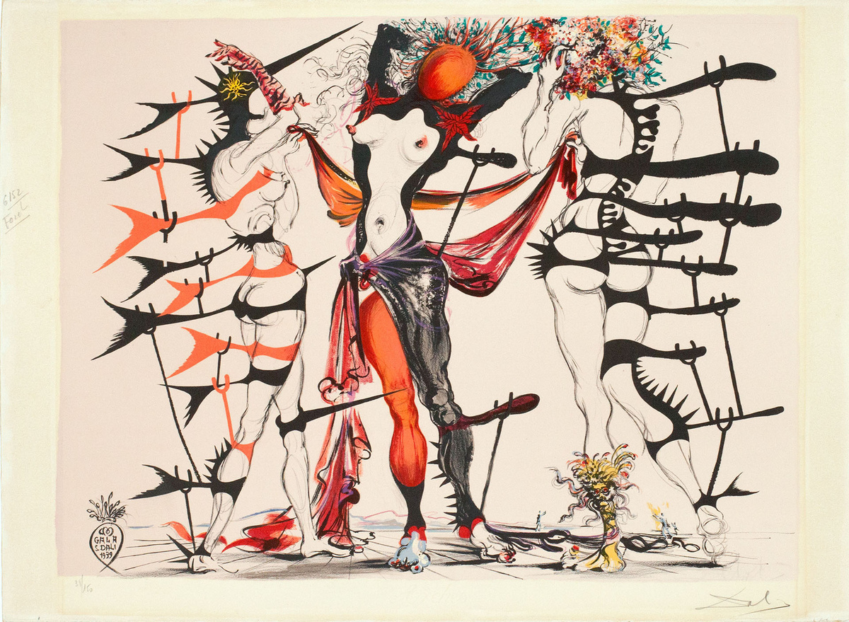    Сальвадор Дали, «Женщины-цветы», литография, 1970 год