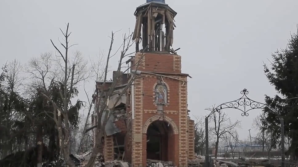 Разрушенная церковь в селе Погребки Курской области.📷Фото: Министерство обороны России