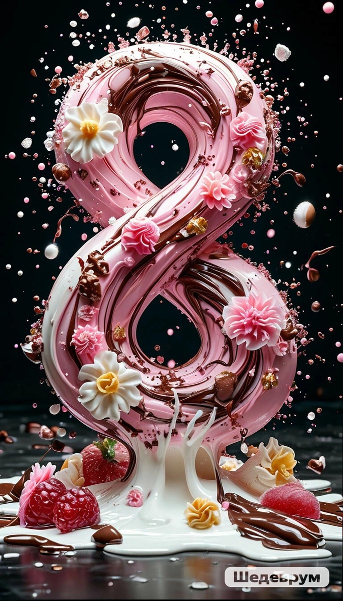 Сливочно- ягодно- шоколодное 8 марта.