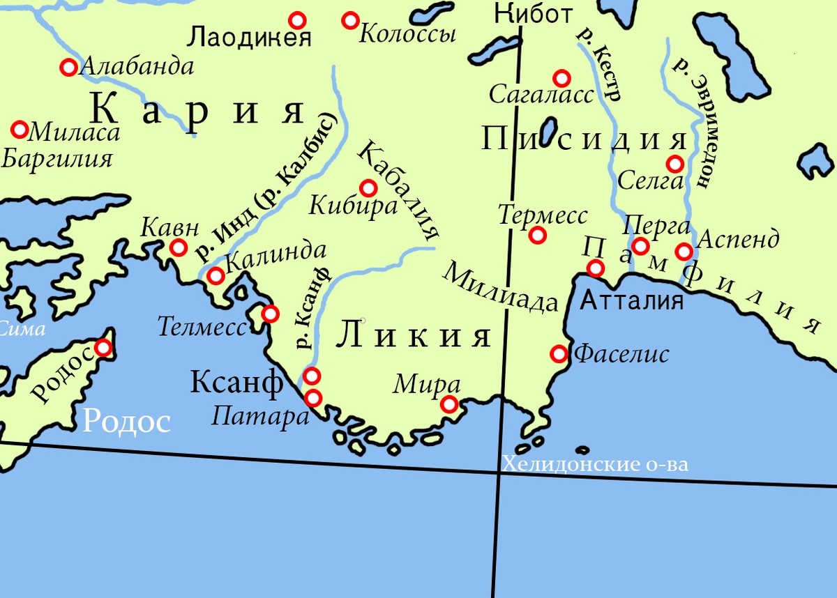 Древняя Ликия на карте