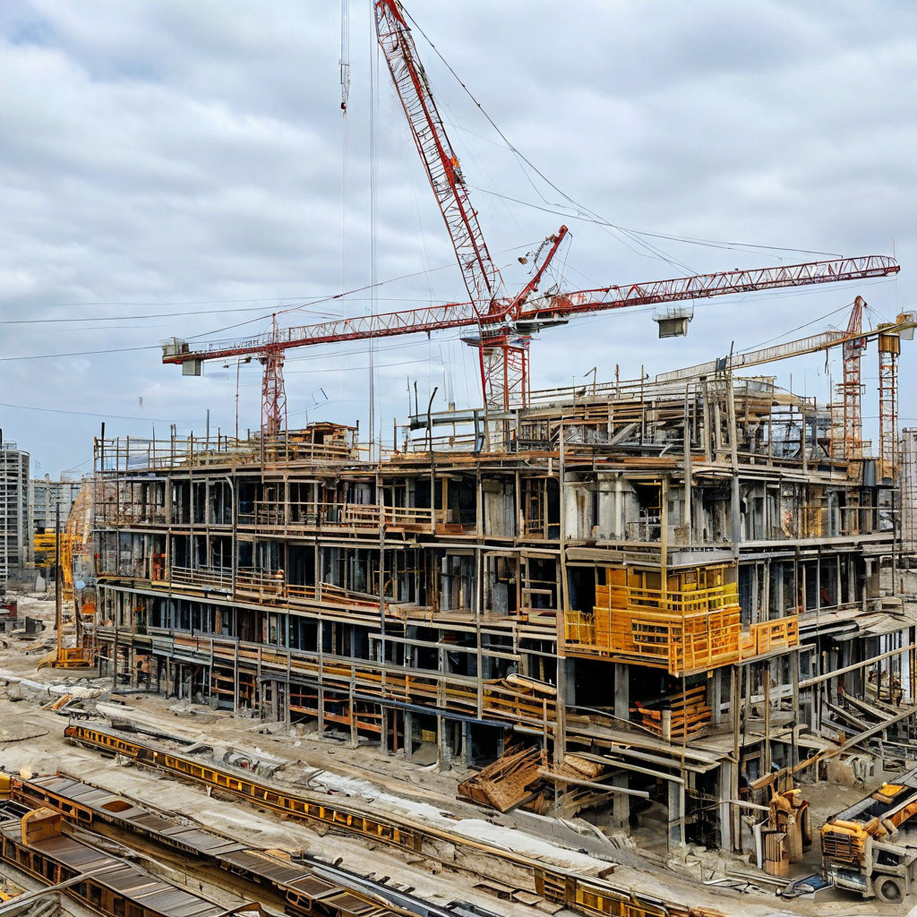 Стройка. Иллюстрация сгенерирована нейросетью