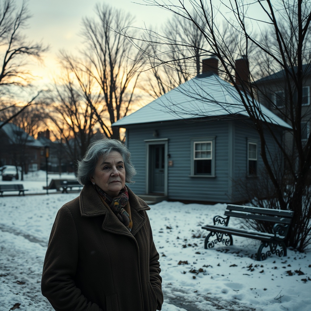 пейзажа маленького городка с домом Марии, который символизирует её надежду и разочарование.