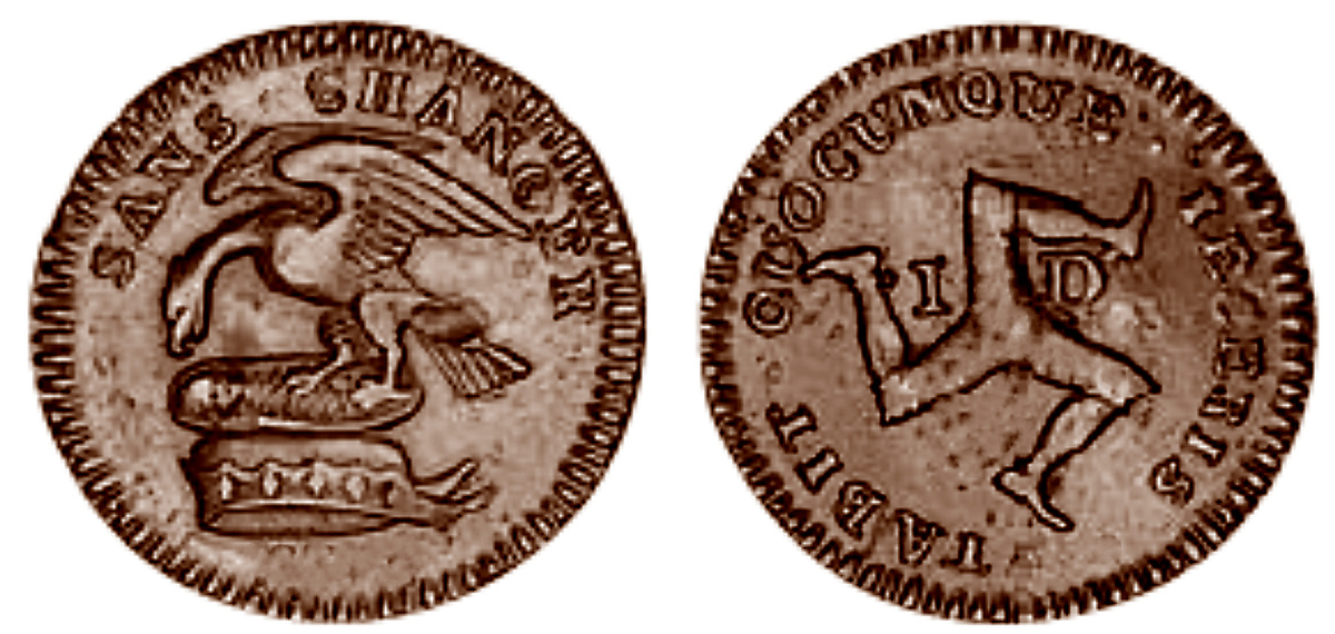 Остров Мэн, половина пенни 1733, семья Мюррей.