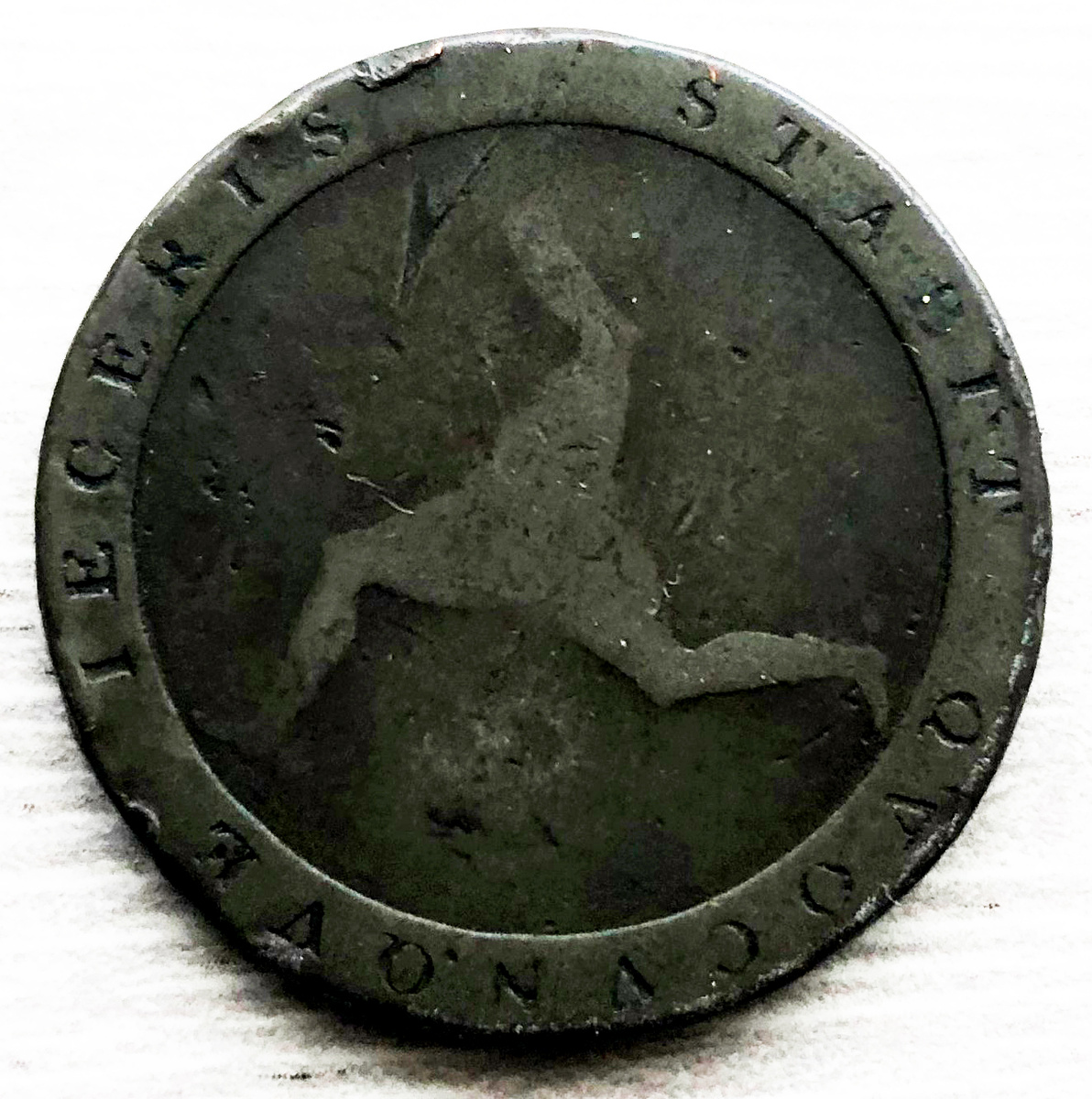 Остров Мэн половина пенни 1813. Фото автора. 