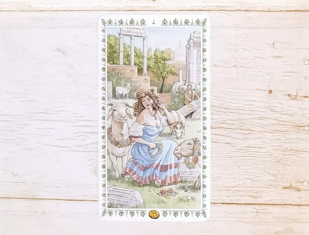 Аркан "4 Пентаклей". "Романтическое Таро".
